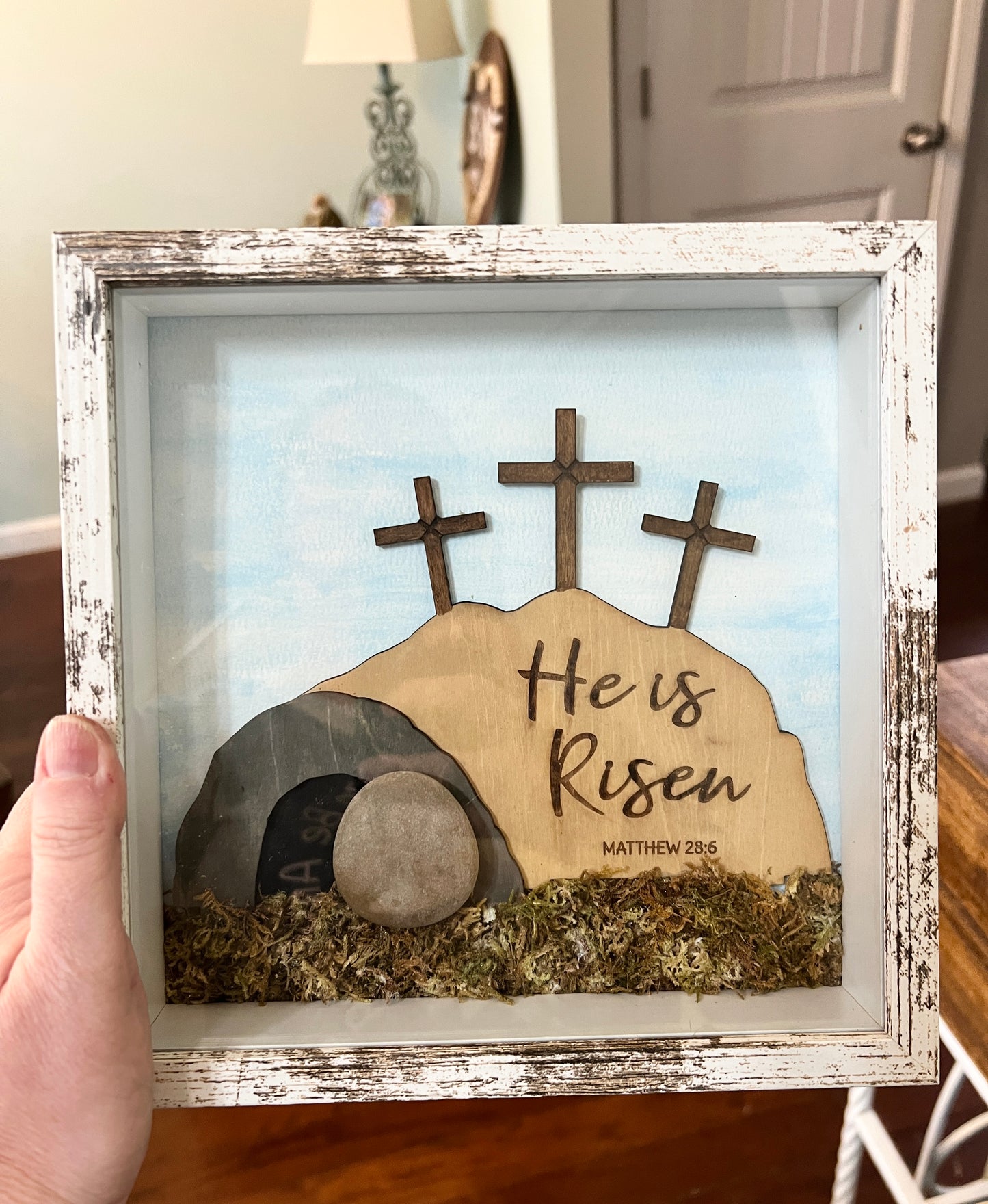 Empty Tomb - Shadowbox - Hand painted Background