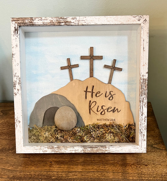 Empty Tomb - Shadowbox - Hand painted Background