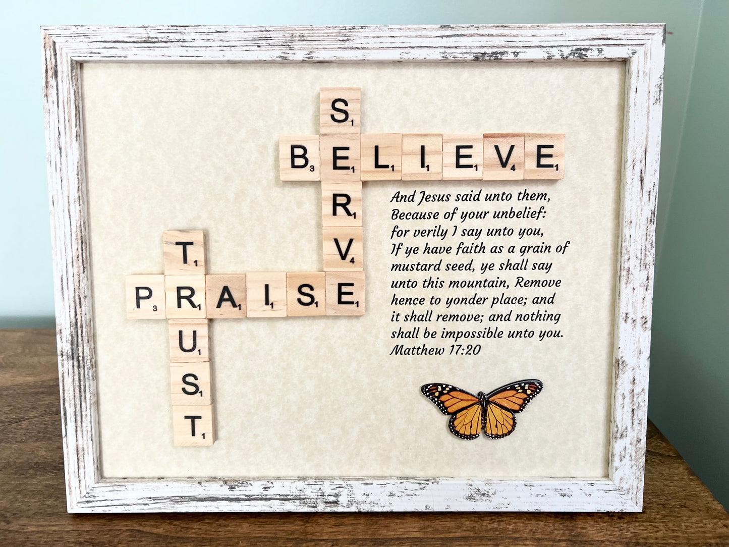 Custom Scrabble/Pebble Art 8”x10” Frame