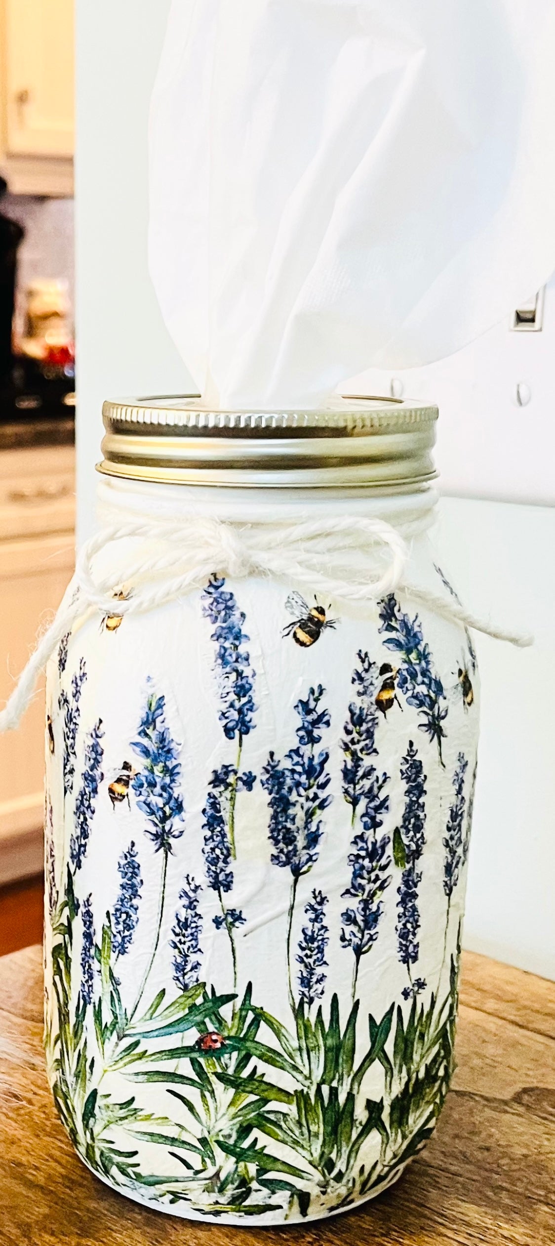 Mason Jar Tissue Holder - French Country themed